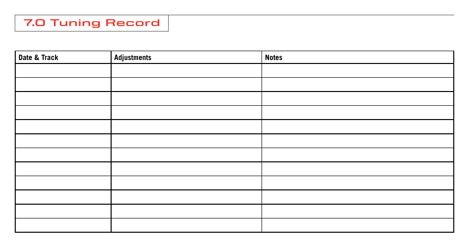 0 tuning record | Dodge 2008 Viper Supplement User Manual | Page 23 / 28