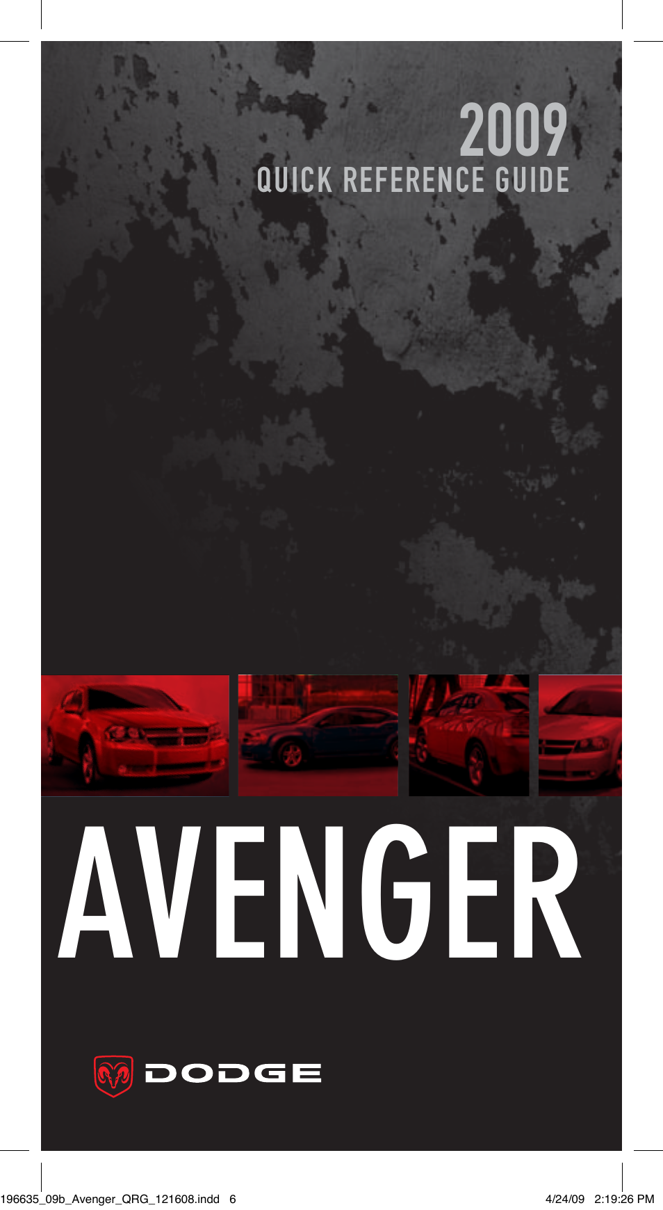 Dodge 2009 Avenger Quick Reference Guide User Manual | 12 pages