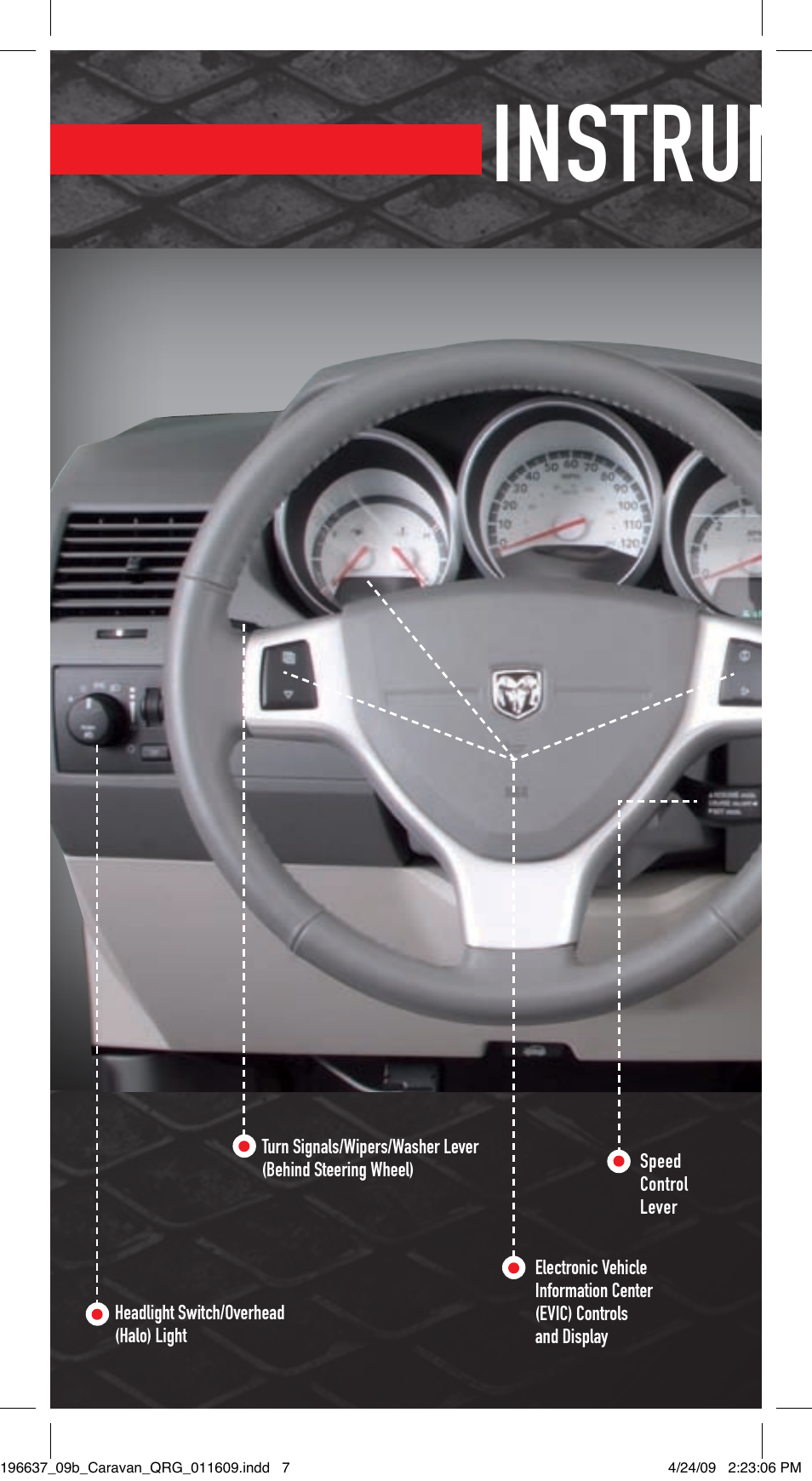 Instrument panel | Dodge 2009 Grand Caravan - Quick Reference Guide User Manual | Page 6 / 12