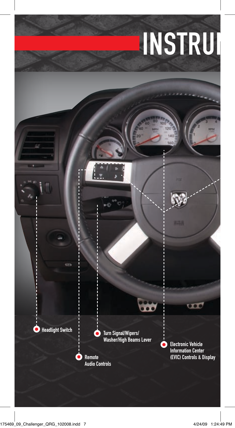 Instrument panel | Dodge 2009 Challenger - Quick Reference Guide User Manual | Page 6 / 12