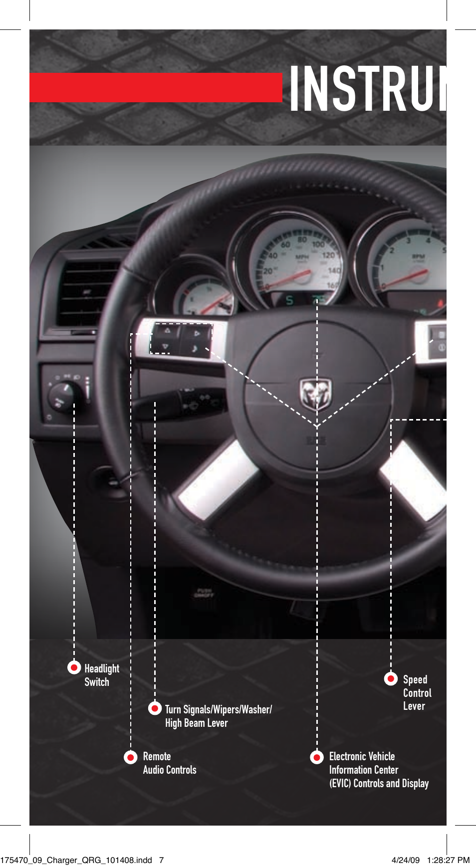 Instrument panel | Dodge 2009 Charger - Quick Reference Guide User Manual | Page 6 / 12