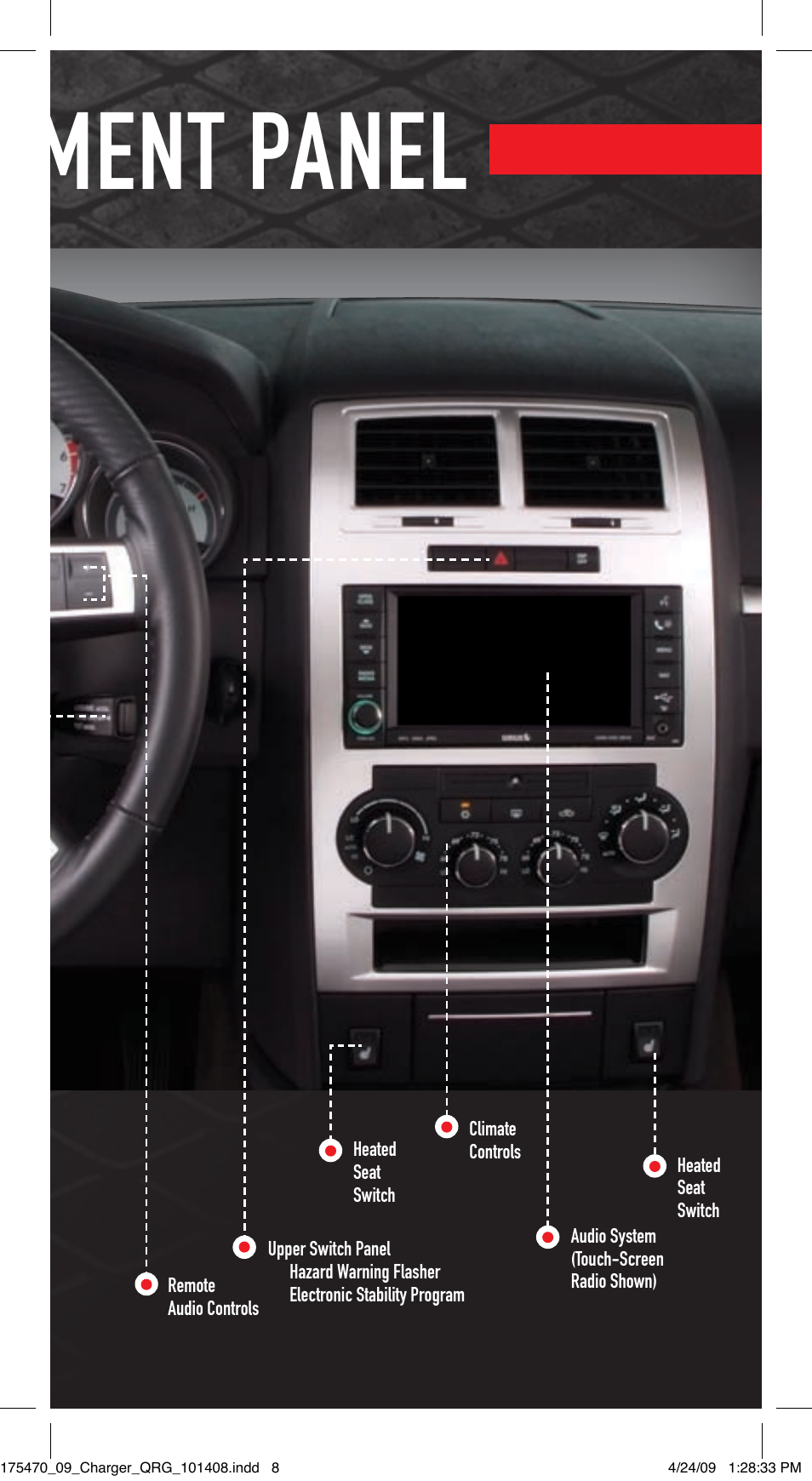 Instrument panel | Dodge 2009 Charger - Quick Reference Guide User Manual | Page 7 / 12