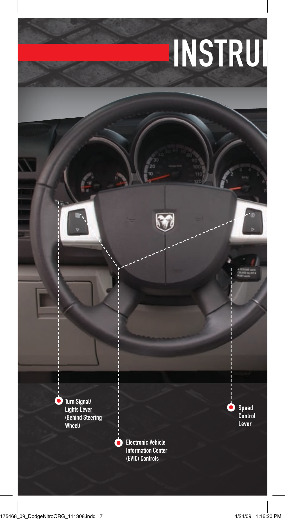 Instrument panel | Dodge 2009 Nitro - Quick Reference Guide User Manual | Page 6 / 12