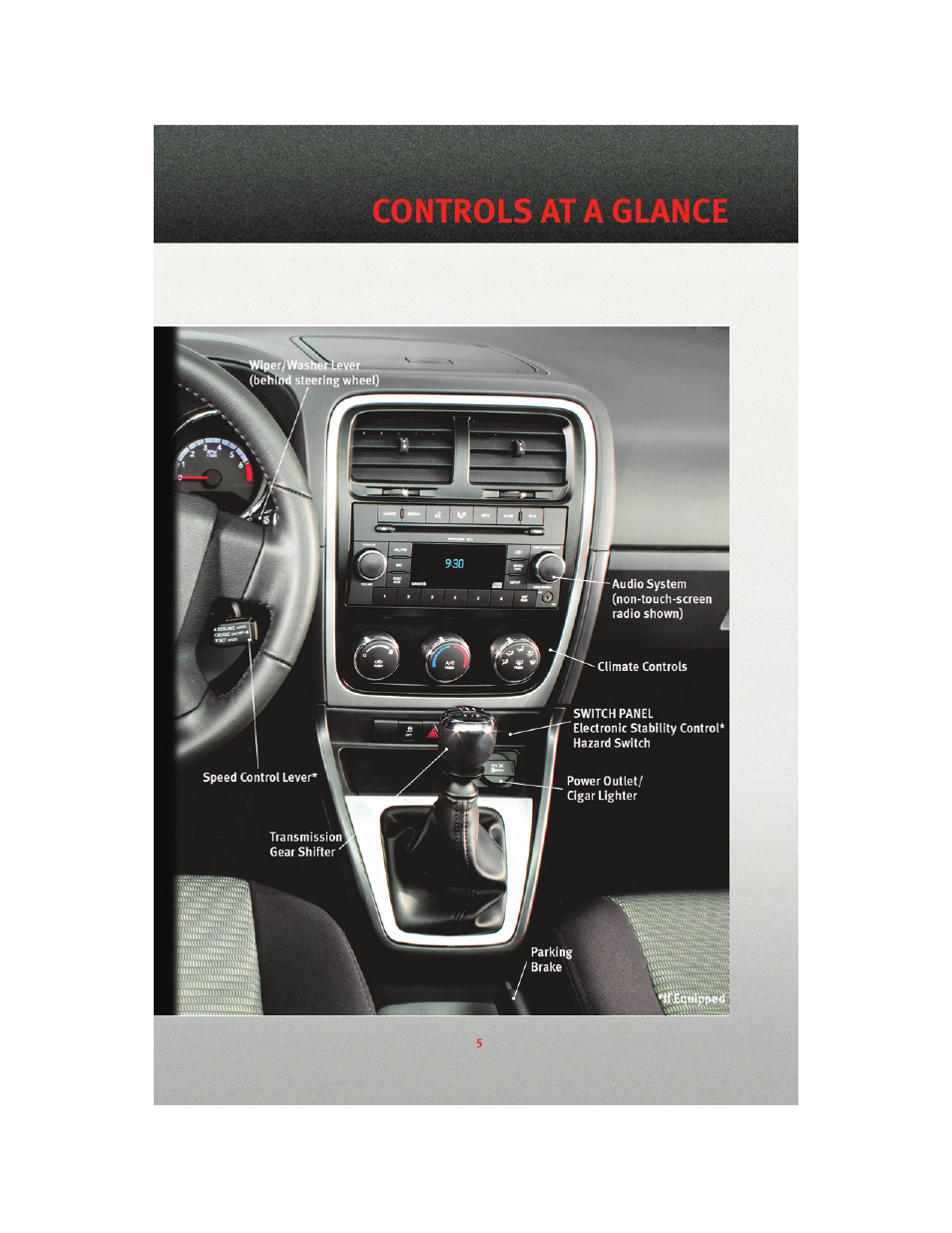 Controls at a glance | Dodge 2010 Caliber - Quick Reference Guide User Manual | Page 7 / 76