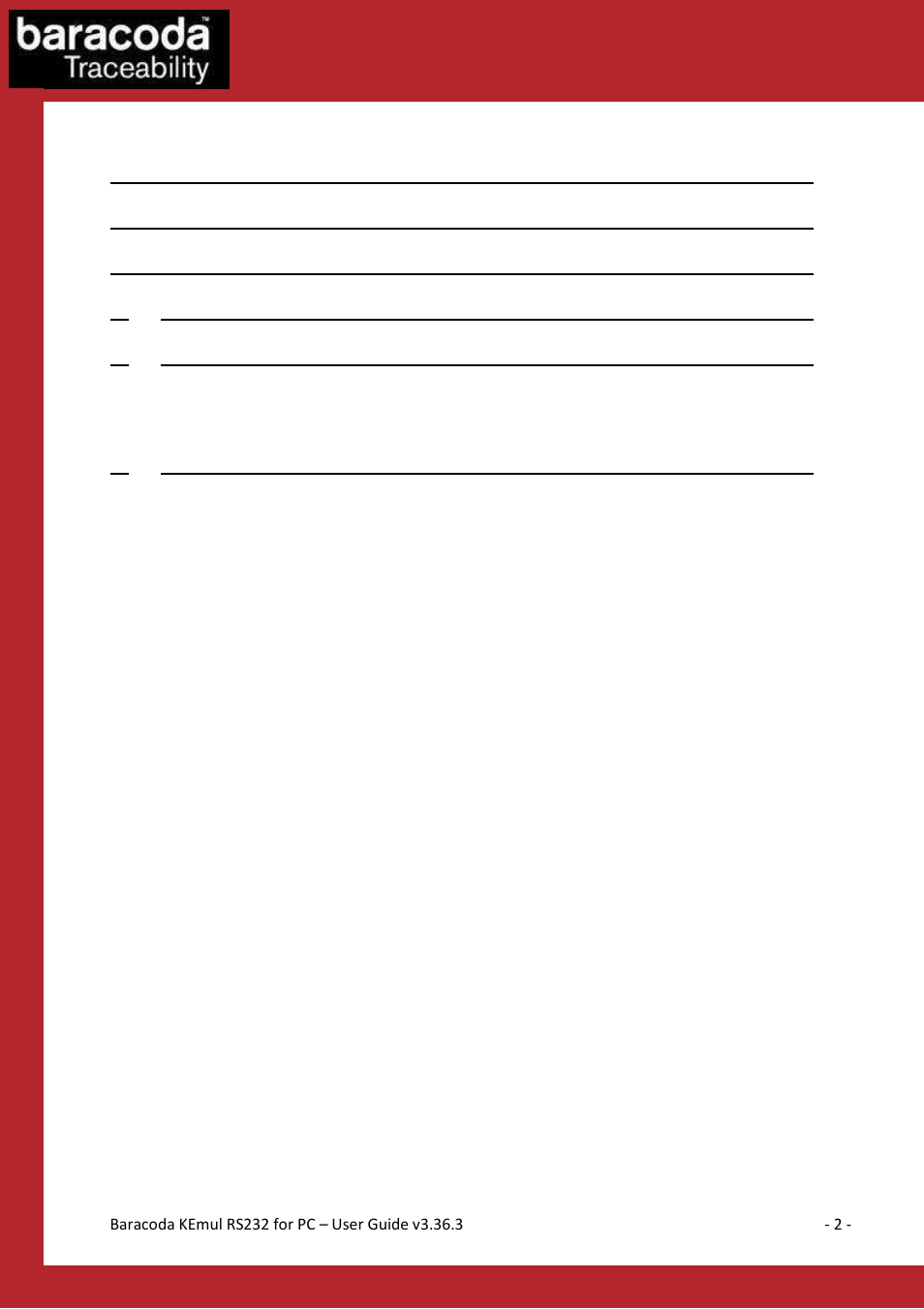 Summary | Baracoda RS232 User Manual | Page 2 / 9