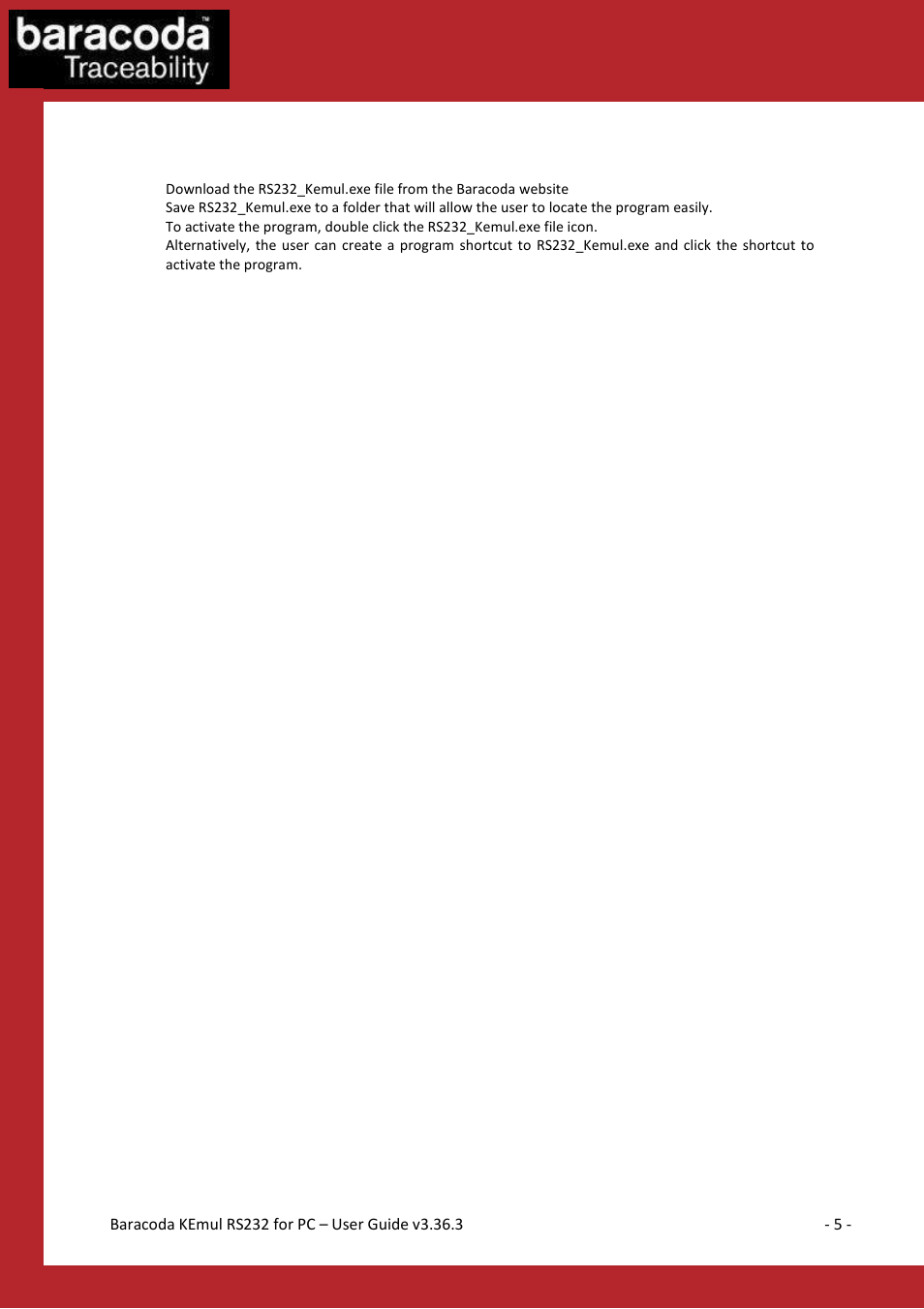 Installation instructions | Baracoda RS232 User Manual | Page 5 / 9