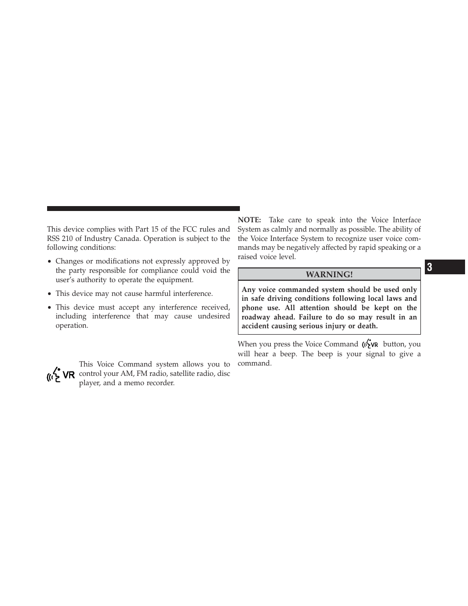 General information, Voice command — if equipped, Voice command system operation | Dodge 2010 Challenger - Owner Manual User Manual | Page 115 / 477