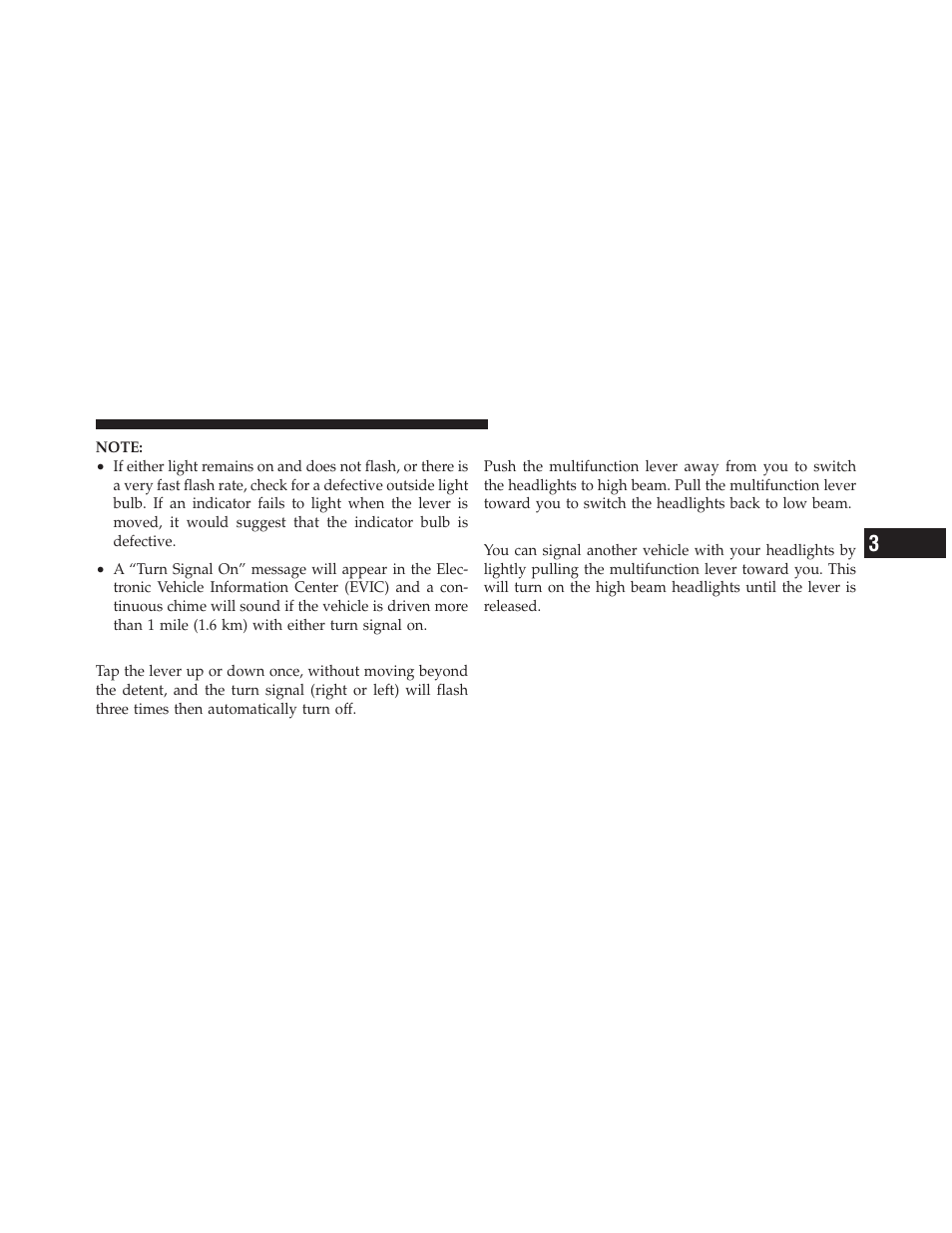 Lane change assist, High/low beam switch, Flash-to-pass | Dodge 2010 Challenger - Owner Manual User Manual | Page 133 / 477