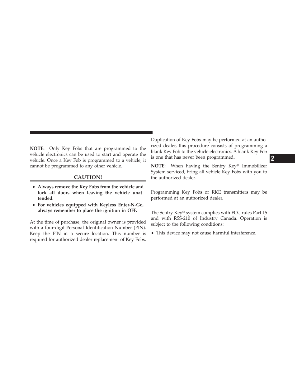 Replacement keys, Customer key programming, General information | Dodge 2010 Challenger - Owner Manual User Manual | Page 19 / 477