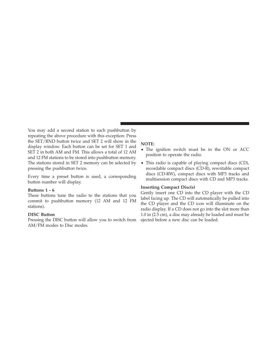 Operation instructions — cd mode for cd, And mp3 audio play | Dodge 2010 Challenger - Owner Manual User Manual | Page 202 / 477