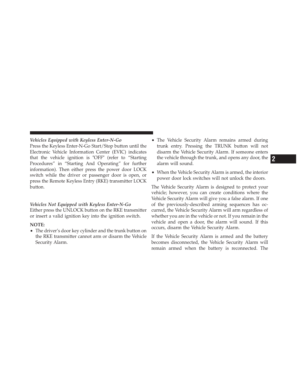 To disarm the system | Dodge 2010 Challenger - Owner Manual User Manual | Page 21 / 477