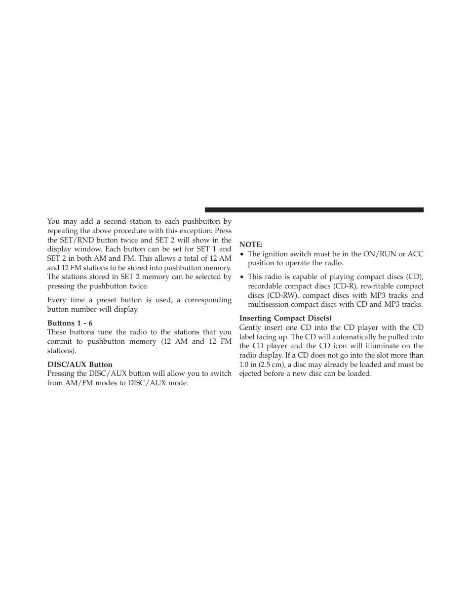 Operation instructions — cd mode for cd, And mp3 audio play | Dodge 2010 Challenger - Owner Manual User Manual | Page 214 / 477