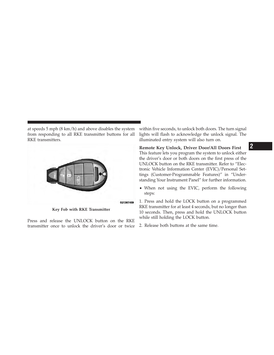 To unlock the doors | Dodge 2010 Challenger - Owner Manual User Manual | Page 23 / 477