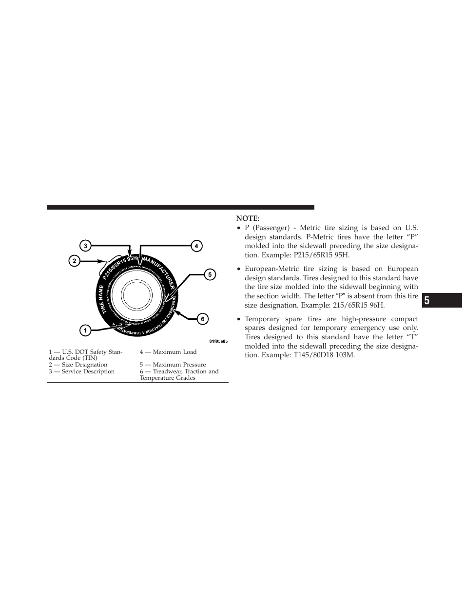 Tire safety information, Tire markings | Dodge 2010 Challenger - Owner Manual User Manual | Page 289 / 477