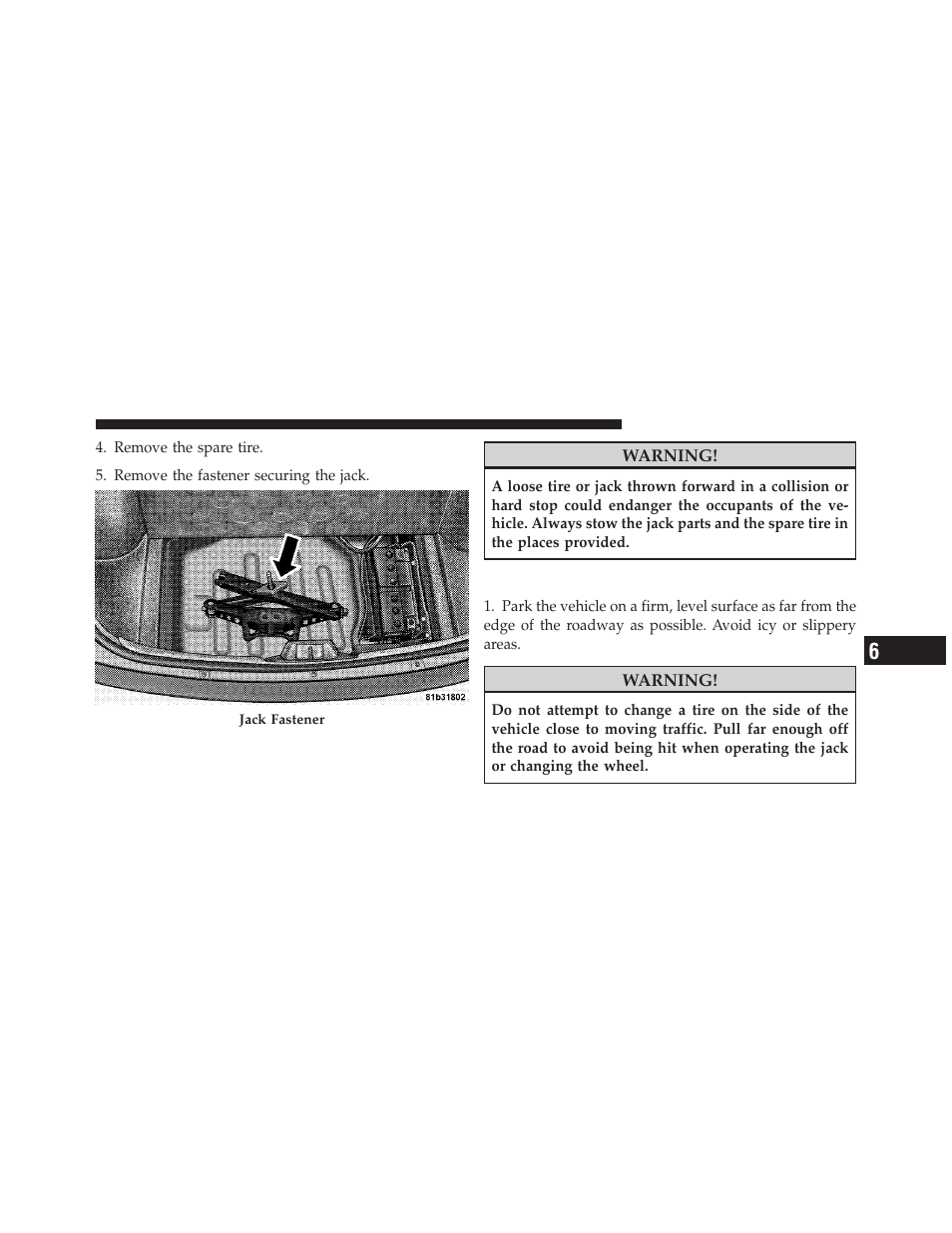 Preparations for jacking | Dodge 2010 Challenger - Owner Manual User Manual | Page 355 / 477