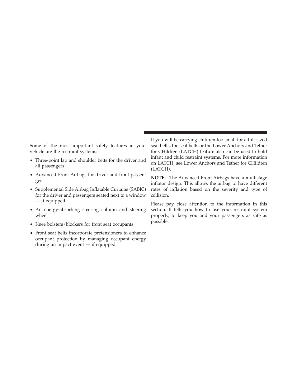Occupant restraints | Dodge 2010 Challenger - Owner Manual User Manual | Page 38 / 477