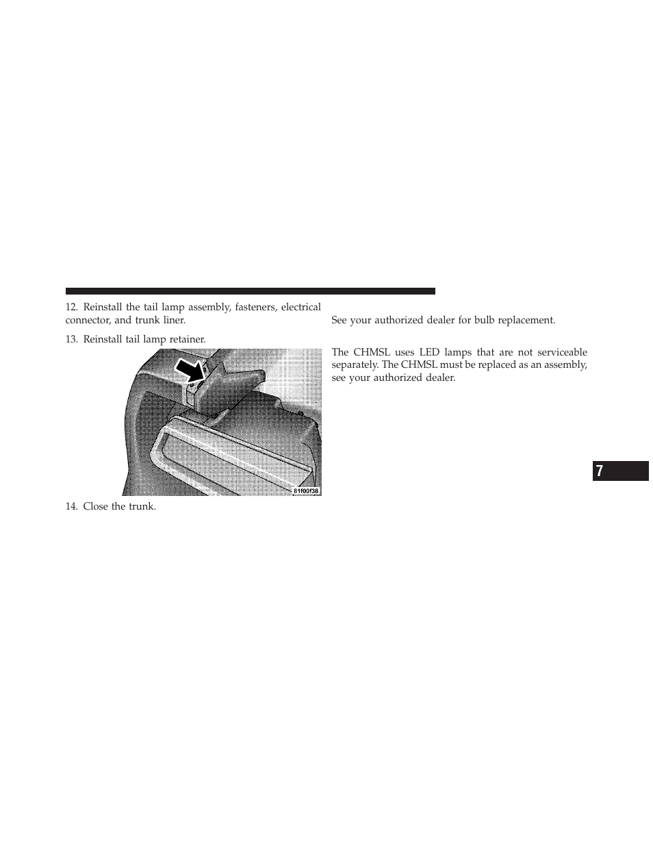 Center tail/backup lamp, Center high-mounted stop lamp (chmsl), Center high-mounted stop lamp | Chmsl) | Dodge 2010 Challenger - Owner Manual User Manual | Page 421 / 477