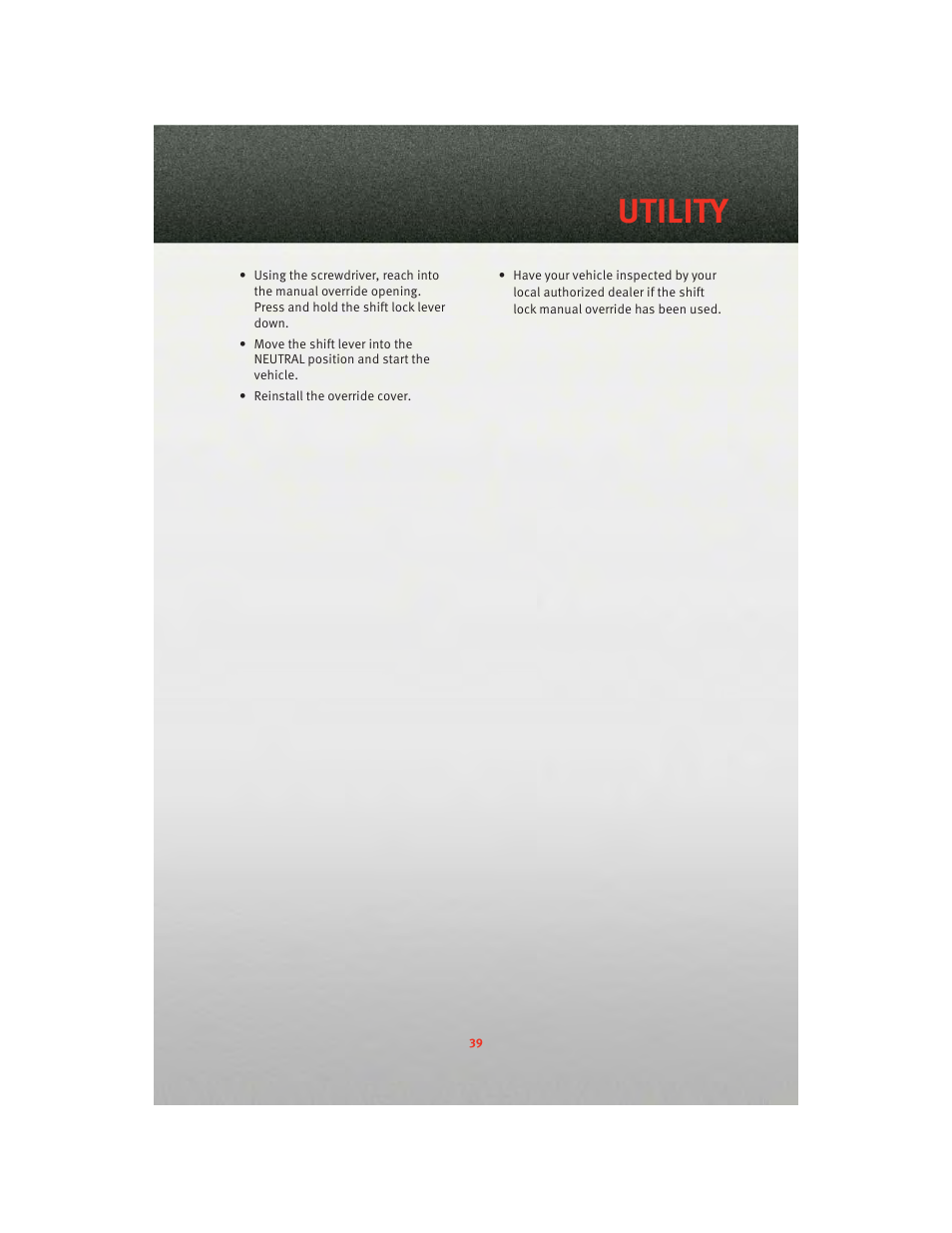 Utility | Dodge 2010 Challenger_SRT - Quick Reference Guide User Manual | Page 41 / 80