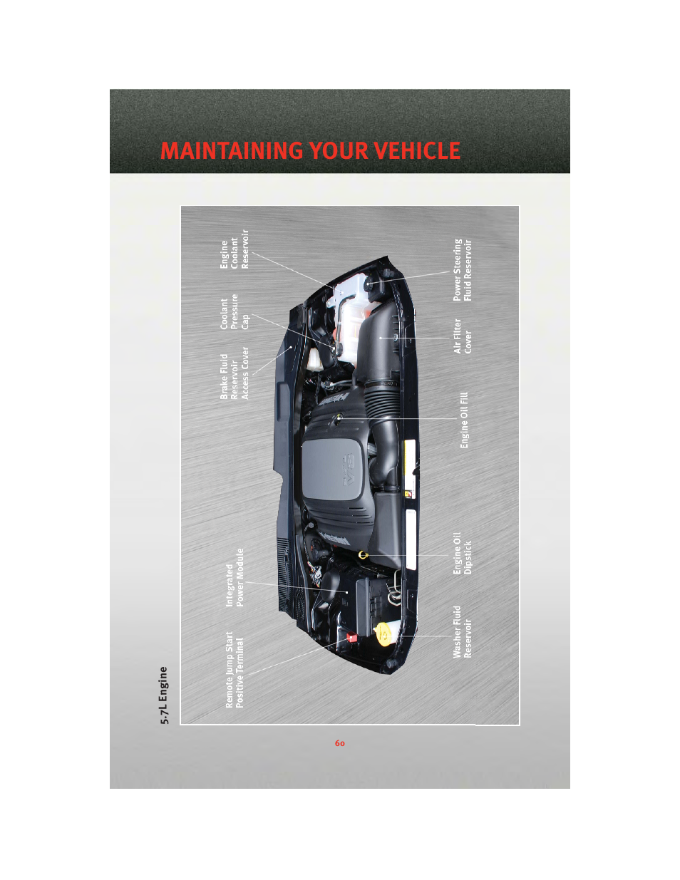 7l engine, Maintaining your vehicle | Dodge 2010 Challenger_SRT - Quick Reference Guide User Manual | Page 62 / 80