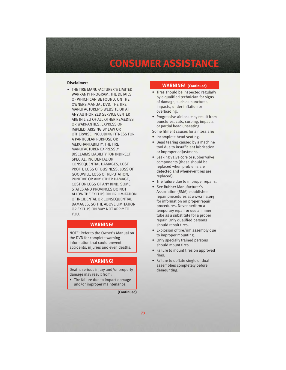 Consumer assistance | Dodge 2010 Challenger_SRT - Quick Reference Guide User Manual | Page 75 / 80