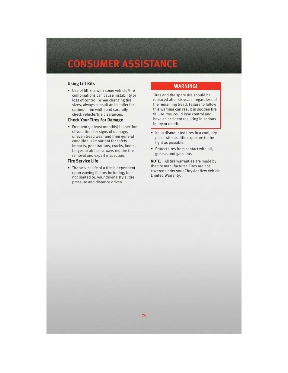 Consumer assistance | Dodge 2010 Challenger_SRT - Quick Reference Guide User Manual | Page 76 / 80