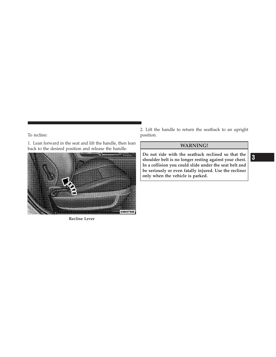 Manual front seatback recline | Dodge 2010 Challenger_SRT - Owner Manual User Manual | Page 123 / 444