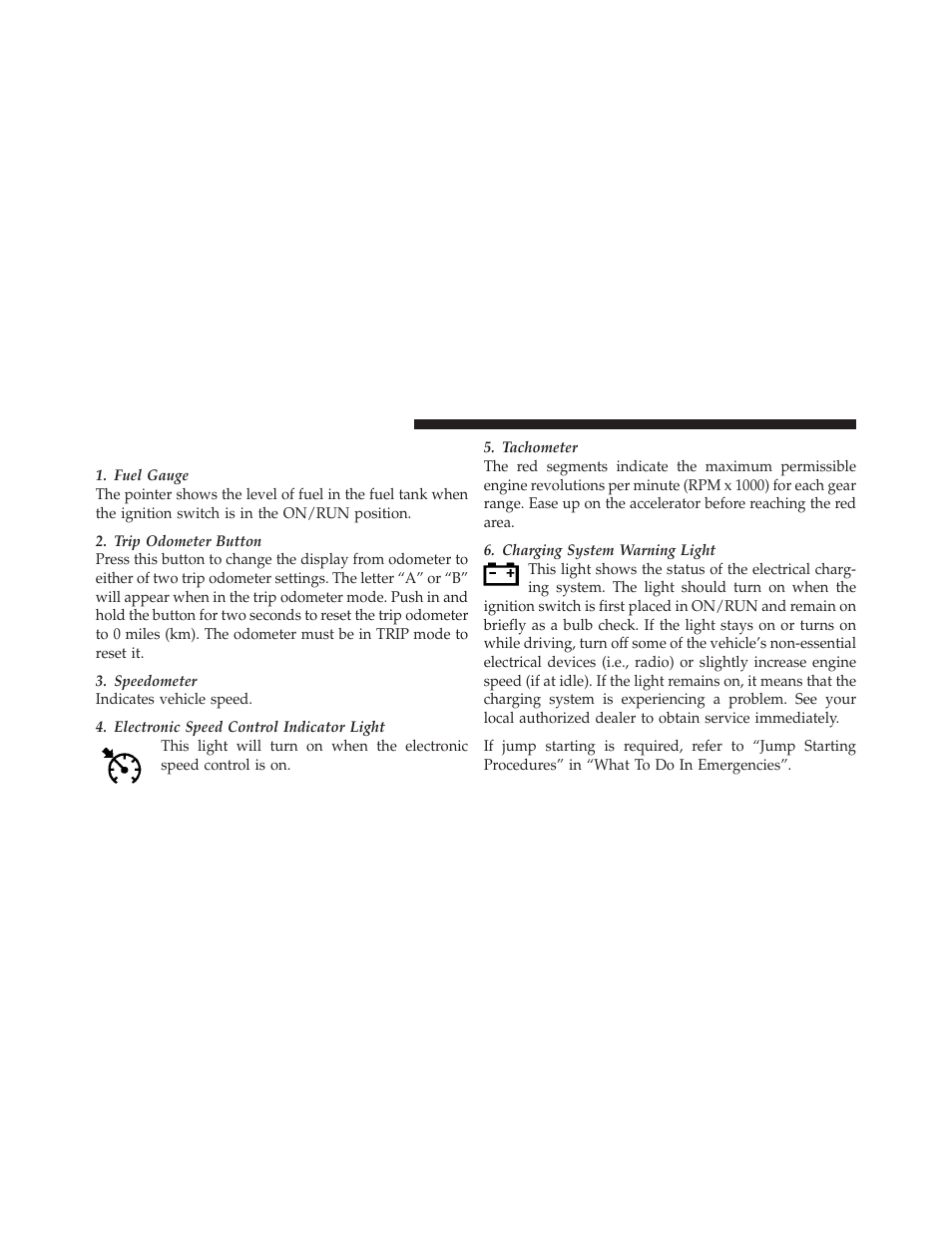 Instrument cluster descriptions | Dodge 2010 Challenger_SRT - Owner Manual User Manual | Page 166 / 444