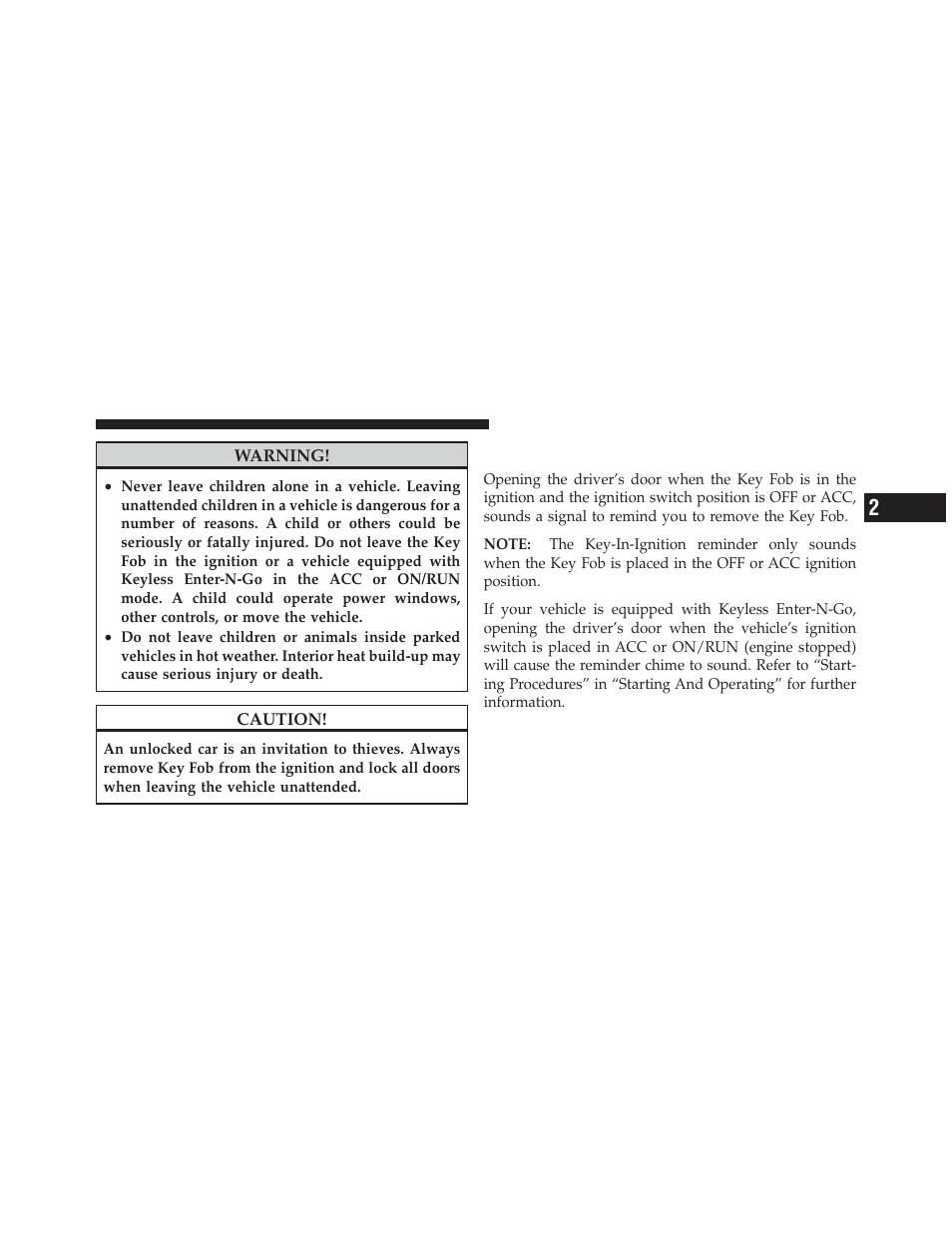Key-in-ignition reminder | Dodge 2010 Challenger_SRT - Owner Manual User Manual | Page 17 / 444