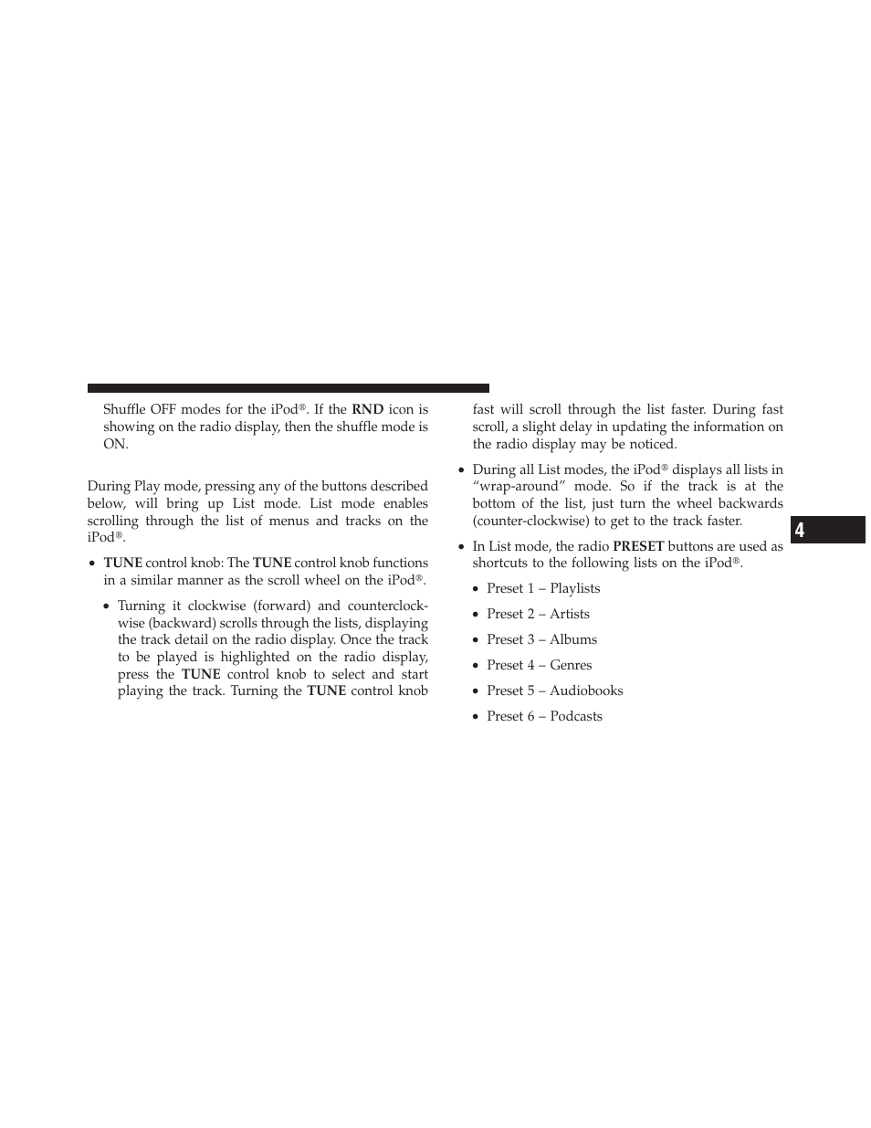 List or browse mode | Dodge 2010 Challenger_SRT - Owner Manual User Manual | Page 223 / 444