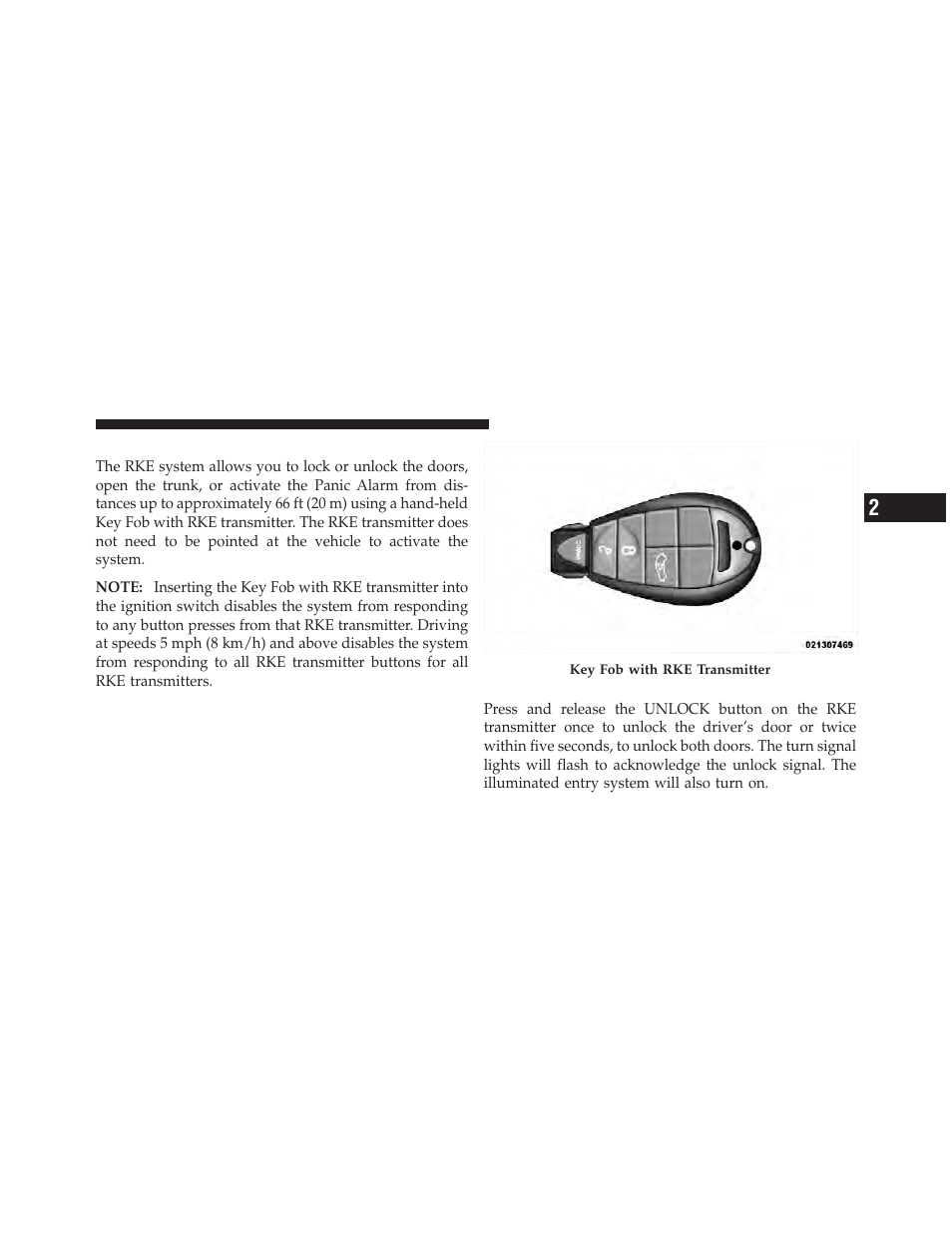 Remote keyless entry (rke), To unlock the doors | Dodge 2010 Challenger_SRT - Owner Manual User Manual | Page 23 / 444