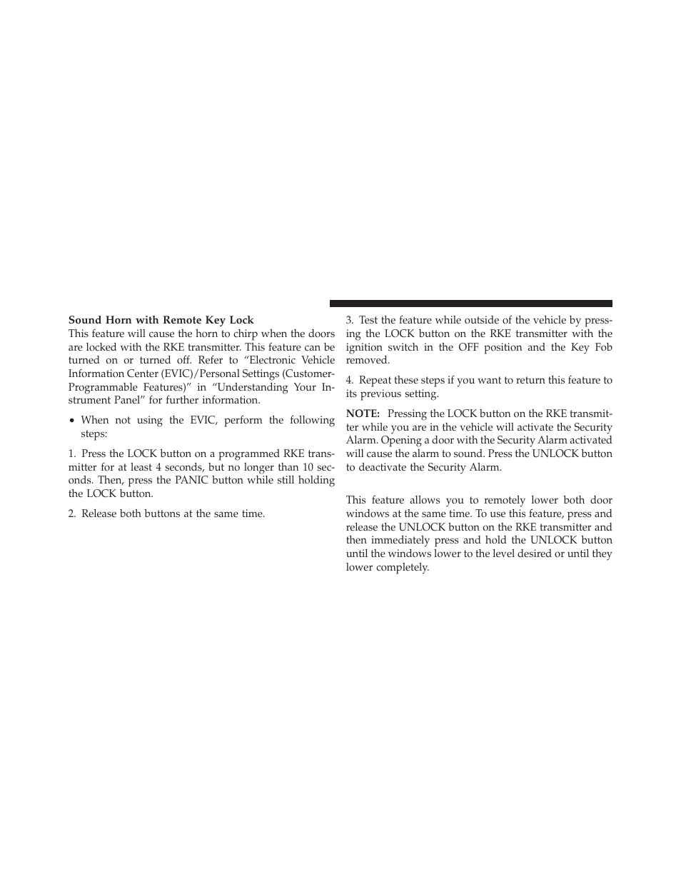 Remote open window feature | Dodge 2010 Challenger_SRT - Owner Manual User Manual | Page 26 / 444