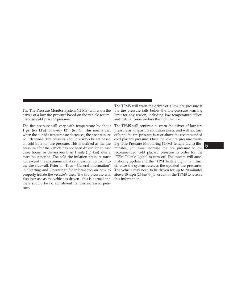 Tire pressure monitor system (tpms) | Dodge 2010 Challenger_SRT - Owner Manual User Manual | Page 307 / 444
