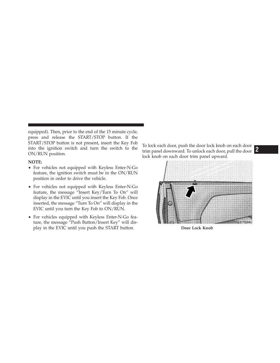 Door locks, Manual door locks | Dodge 2010 Challenger_SRT - Owner Manual User Manual | Page 31 / 444