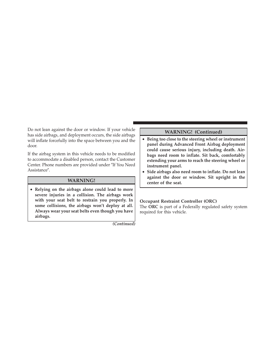 Airbag deployment sensors and controls | Dodge 2010 Challenger_SRT - Owner Manual User Manual | Page 56 / 444