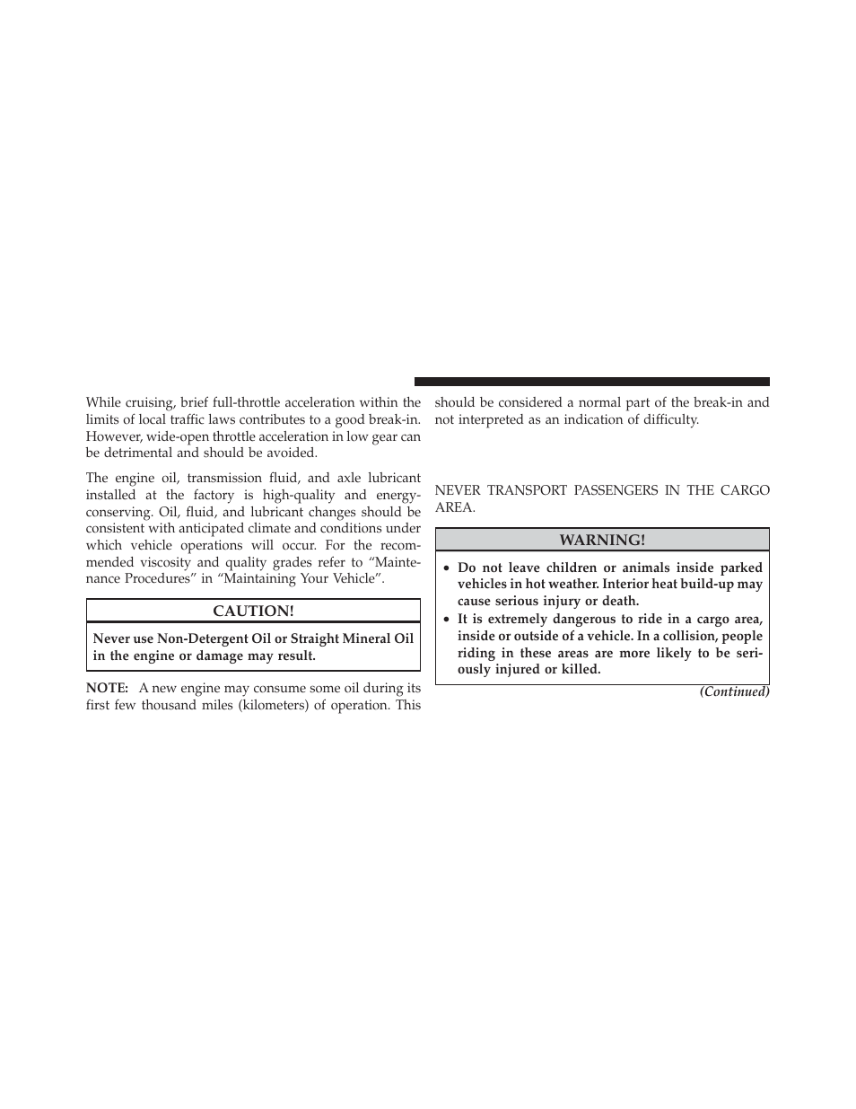 Safety tips, Transporting passengers | Dodge 2010 Challenger_SRT - Owner Manual User Manual | Page 74 / 444