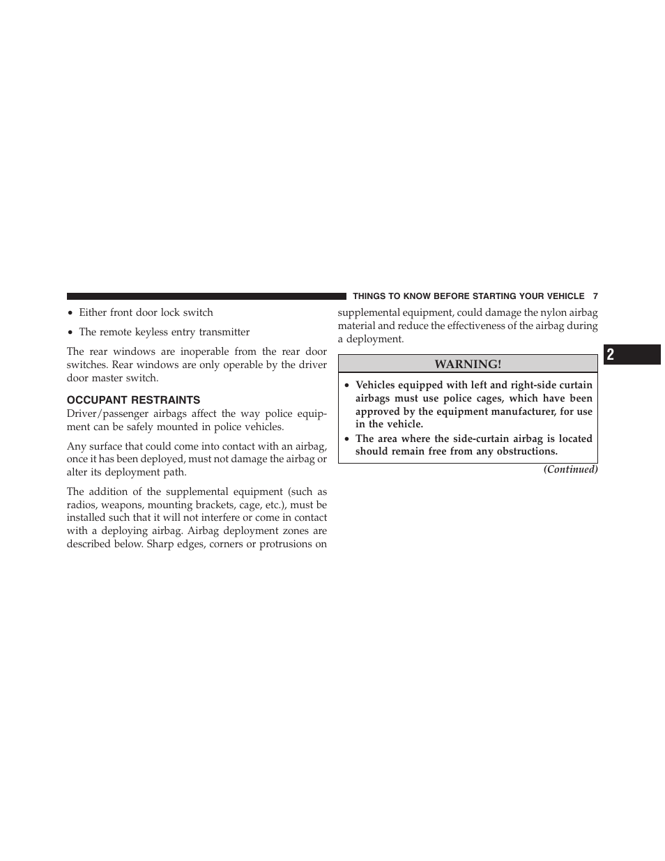 Occupant restraints | Dodge 2010 Charger - Supplement User Manual | Page 7 / 45