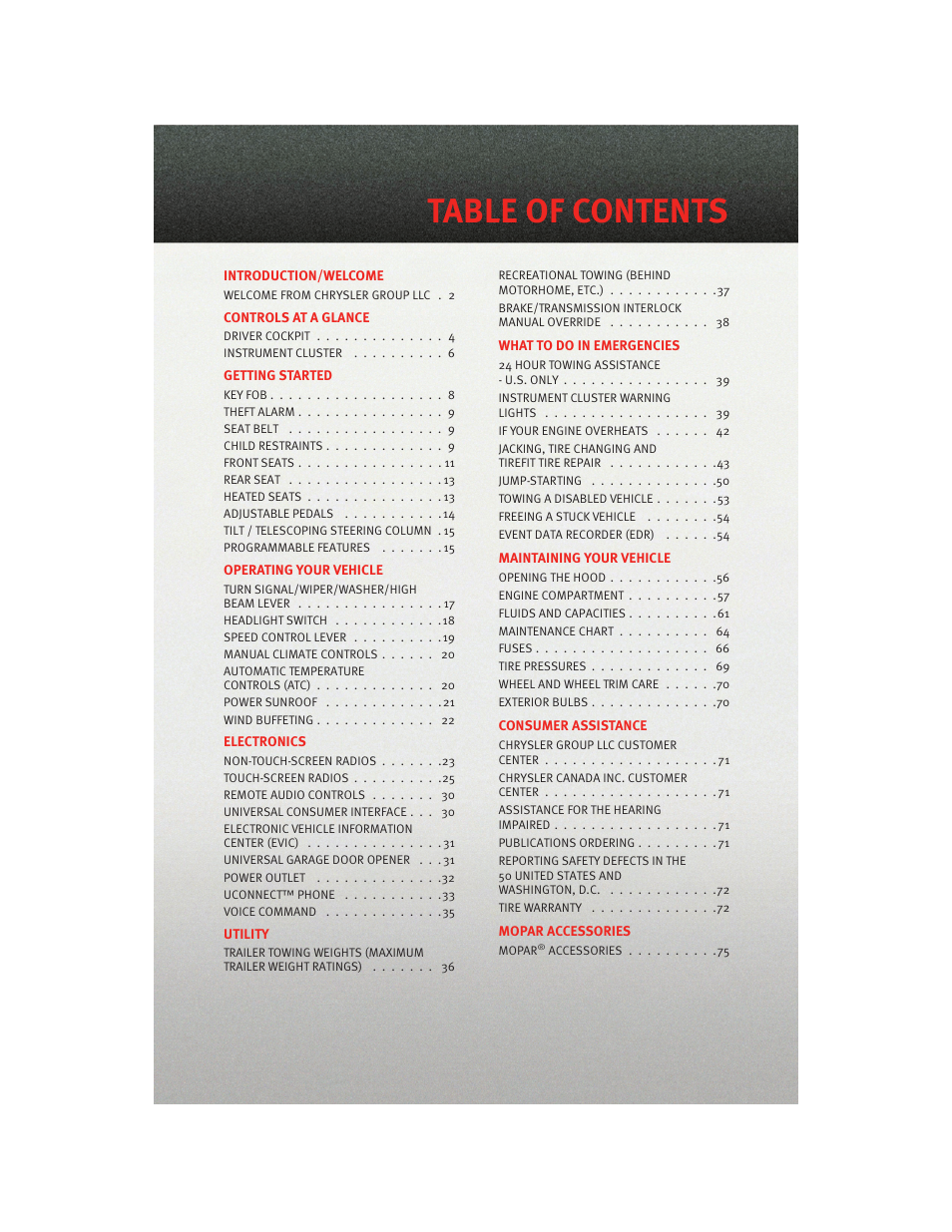 Dodge 2010 Charger_SRT - User Guide User Manual | Page 3 / 80