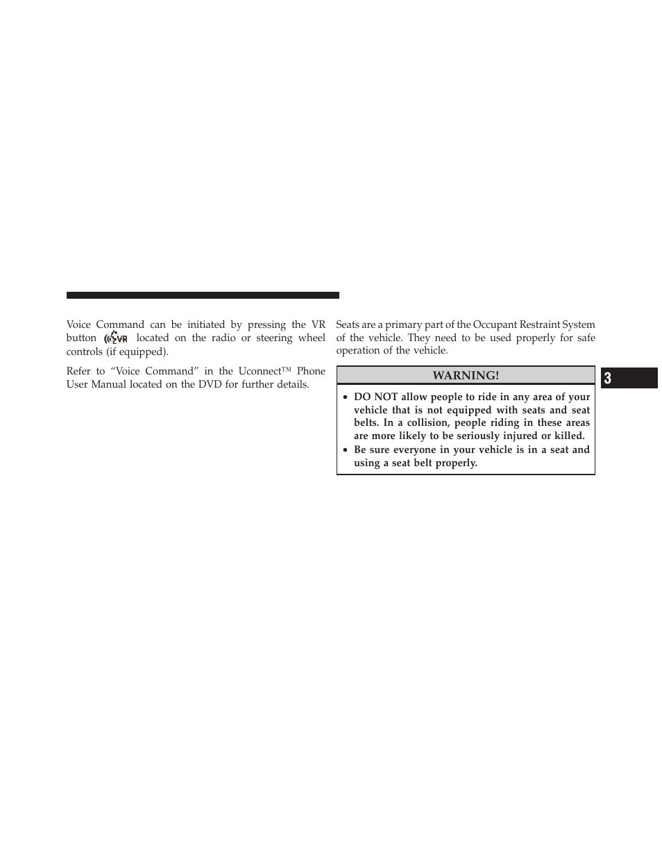 Voice command — if equipped, Seats | Dodge 2010 Grand Caravan - Owner Manual User Manual | Page 124 / 530
