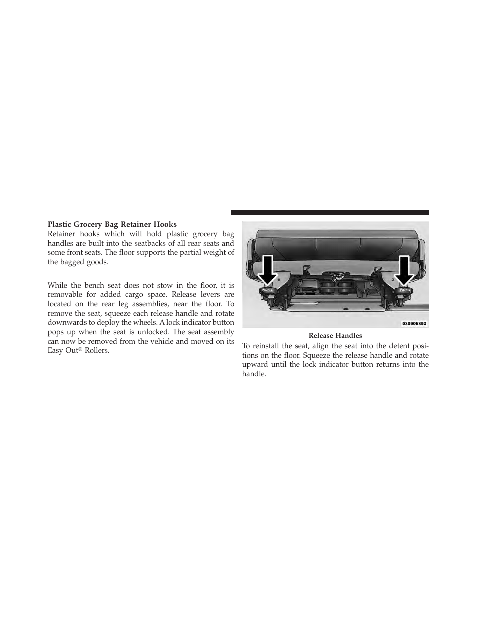 Second row bench seat — if equipped | Dodge 2010 Grand Caravan - Owner Manual User Manual | Page 145 / 530