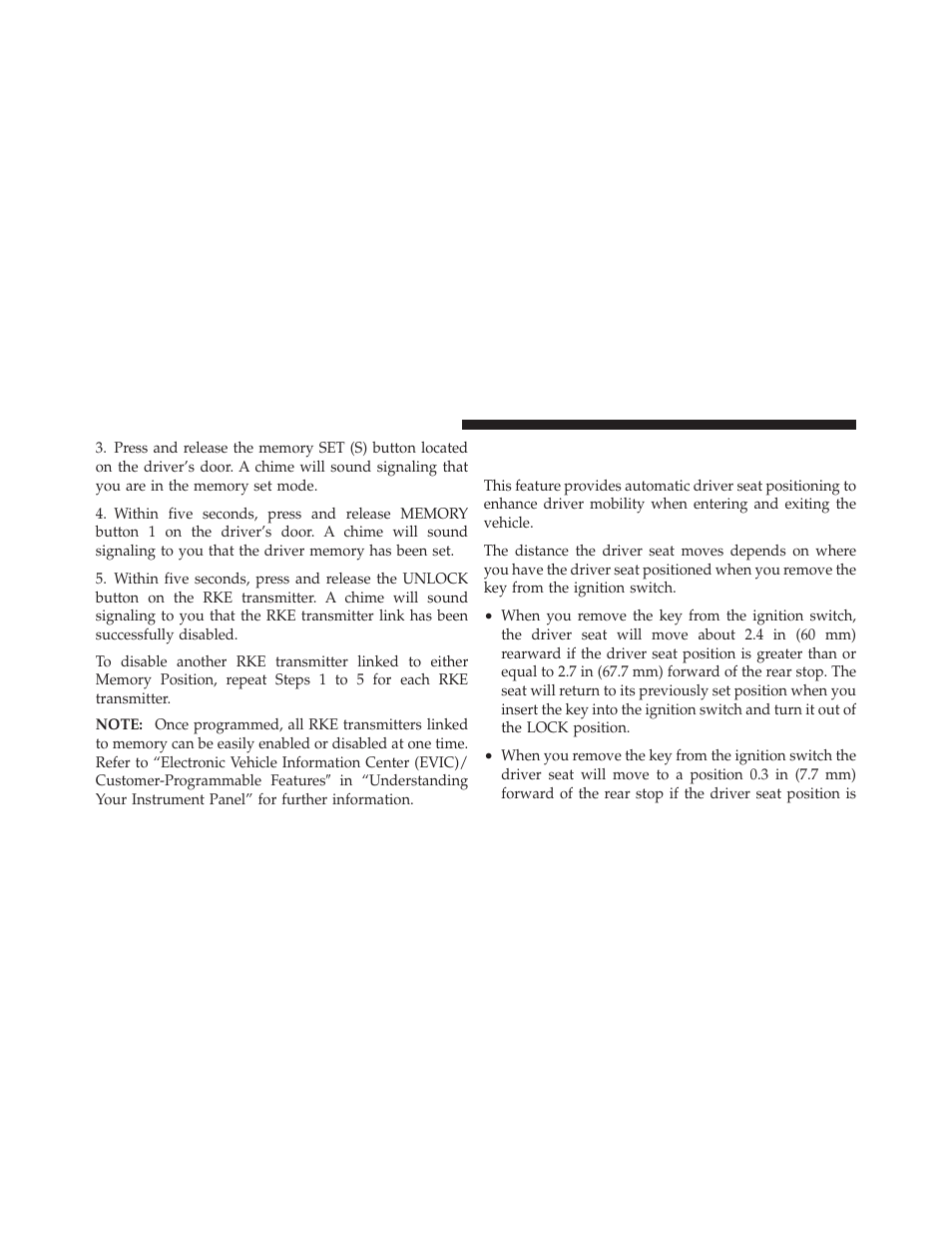 Easy entry/exit seat, Available with memory seat only) | Dodge 2010 Grand Caravan - Owner Manual User Manual | Page 153 / 530