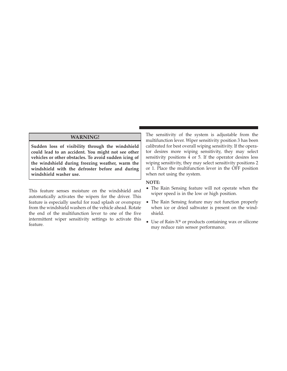 Rain sensing wipers — if equipped | Dodge 2010 Grand Caravan - Owner Manual User Manual | Page 165 / 530
