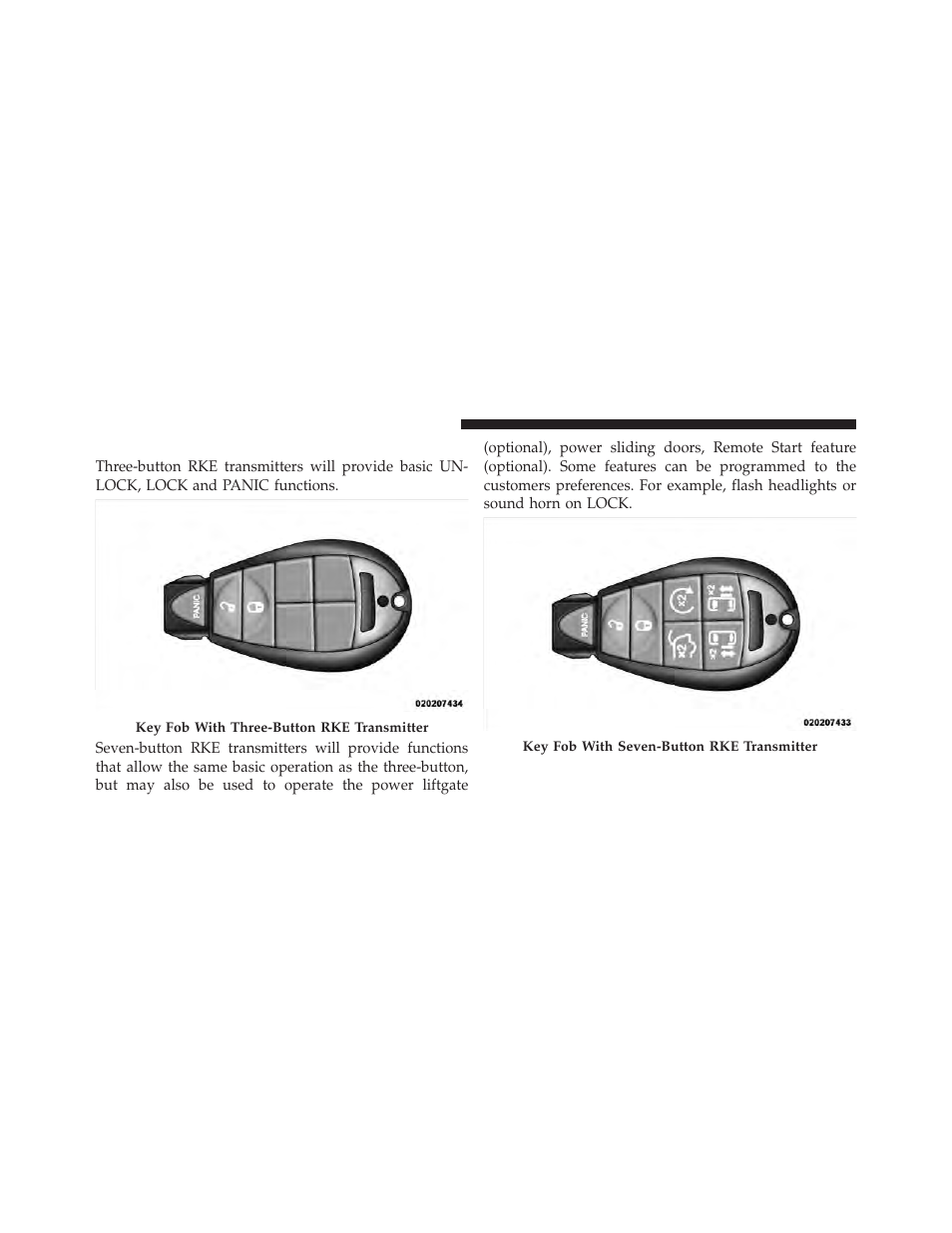 Using the rke transmitter | Dodge 2010 Grand Caravan - Owner Manual User Manual | Page 21 / 530