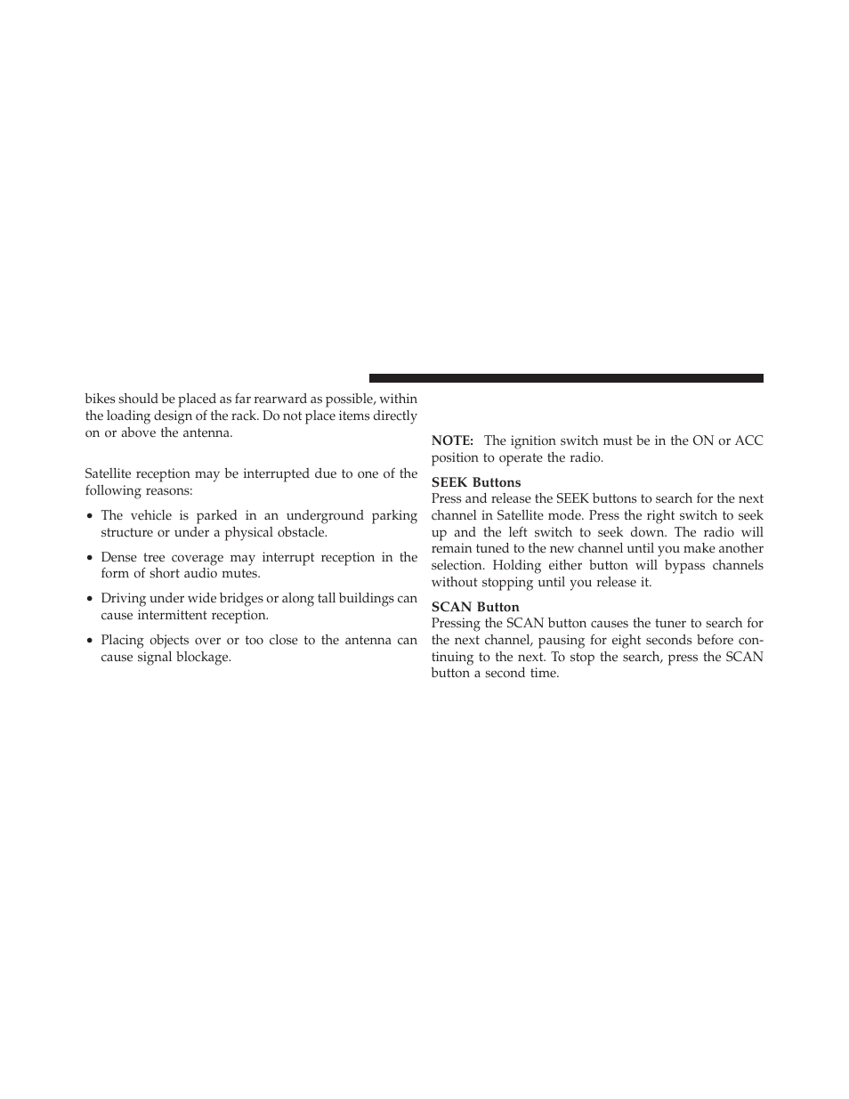 Reception quality, Operating instructions - uconnect, Multimedia (satellite) mode | Dodge 2010 Grand Caravan - Owner Manual User Manual | Page 291 / 530