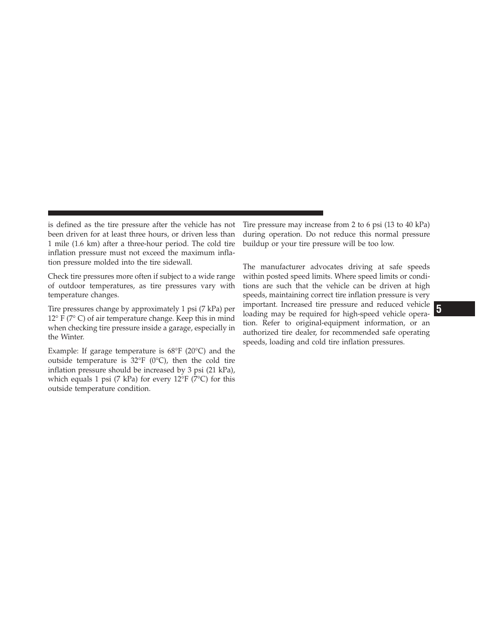 Tire pressures for high-speed operation | Dodge 2010 Grand Caravan - Owner Manual User Manual | Page 358 / 530