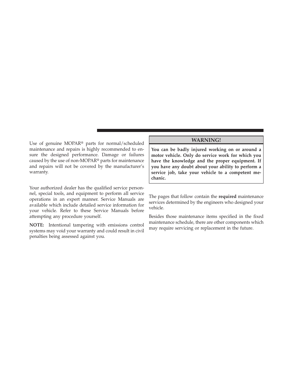 Replacement parts, Dealer service, Maintenance procedures | Dodge 2010 Grand Caravan - Owner Manual User Manual | Page 437 / 530