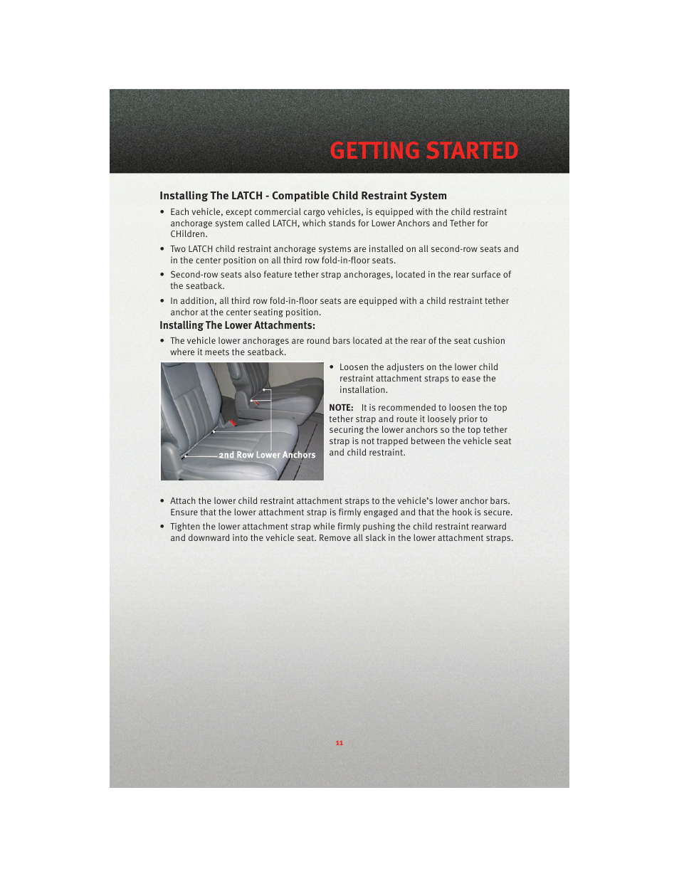 Getting started | Dodge 2010 Grand Caravan - User Guide User Manual | Page 13 / 88