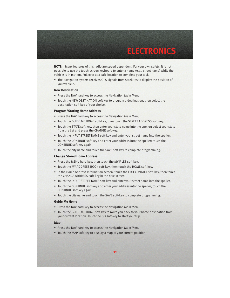 Electronics | Dodge 2010 Grand Caravan - User Guide User Manual | Page 41 / 88