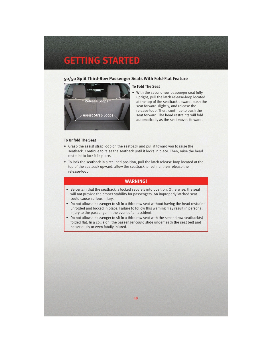 Getting started | Dodge 2010 Journey - User Guide User Manual | Page 20 / 88