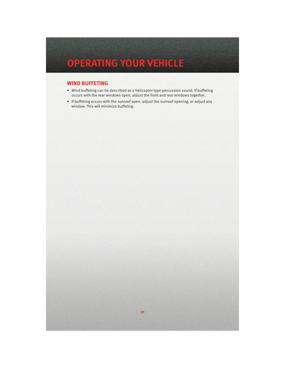 Wind buffeting, Operating your vehicle | Dodge 2010 Journey - User Guide User Manual | Page 32 / 88