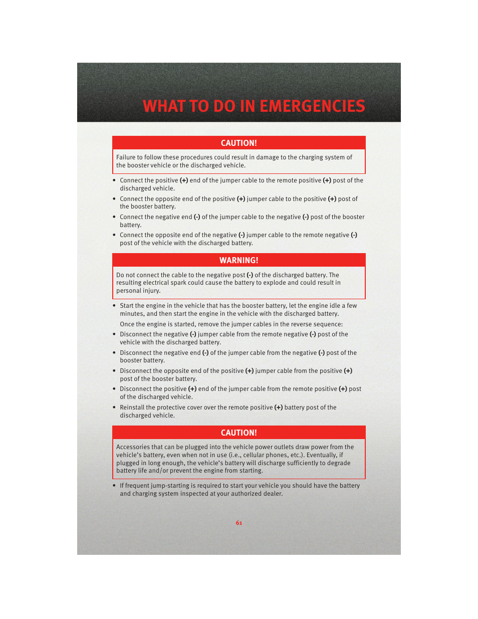 Towing a disabled vehicle, What to do in emergencies | Dodge 2010 Journey - User Guide User Manual | Page 63 / 88